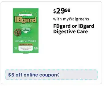 Walgreens FDgard or IBgard Digestive Care offer
