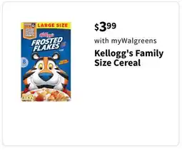 Walgreens Kellogg's Family Size Cereal offer
