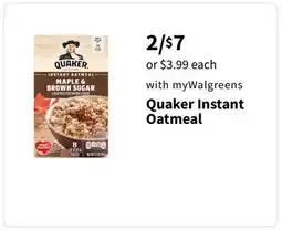 Walgreens Quaker Instant Oatmeal offer