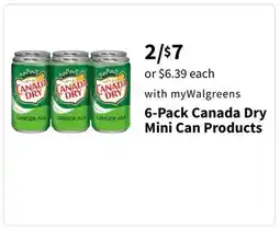 Walgreens 6-Pack Canada Dry Mini Can Products offer