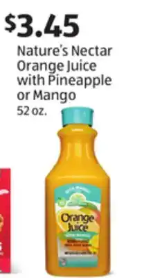 Aldi Nature's Nectar Orange Juice with Pineapple or Mango offer