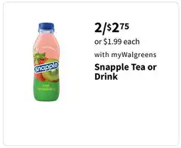 Walgreens Snapple Tea or Drink offer