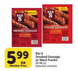 Vons Bar-S Smoked Sausage or Meat Franks offer