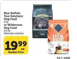 Vons Blue Buffalo True Solutions Dog Food 4 lb. or Wilderness Dog Food 4.5 lb offer