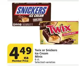 Vons Twix or Snickers Ice Cream Minis offer