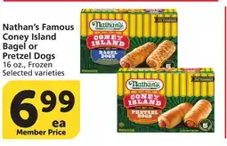 Vons Nathan's Famous Coney Island Bagel or Pretzel Dogs offer