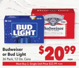 Vallarta Supermarkets Budweiser or Bud Light offer