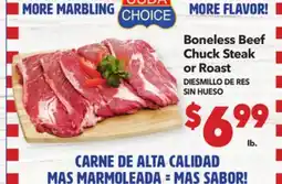 Vallarta Supermarkets Boneless Beef Chuck Steak or Roast / DIESMILLO DE RES SIN HUESO offer