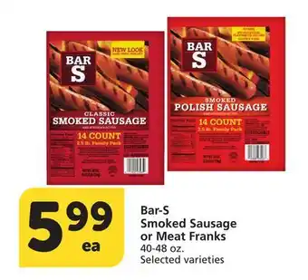Albertsons Bar-S Smoked Sausage or Meat Franks offer