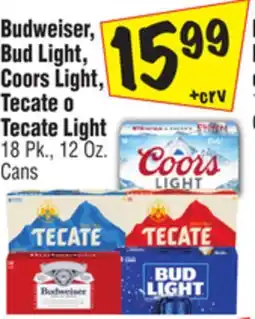 El Super Budweiser, Bud Light, Coors Light, Tecate o Tecate Light offer