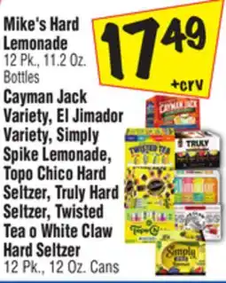 El Super Mike's Hard Lemonade 12 Pk., 11.2 Oz. Bottles Cayman Jack Variety, El Jimador Variety, Simply Spike Lemonade, Topo Chico Hard offer