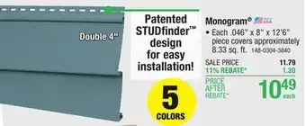 Menards Monogram offer
