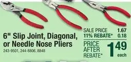 Menards Tool Shop 6 Slip Joint Pliers offer