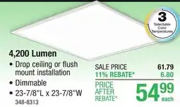 Menards Lithonia Lighting 4200 Lumens 2 x 2 LED Panel Light offer