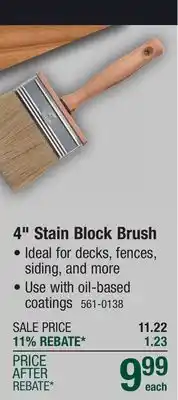 Menards Bestt Liebco 4 Master 100% White China Bristle Blend Stain Block Brush offer