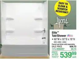 Menards Lyons Elite 60W x 32D x 78H White Bathtub Shower Kit with Left Drain (4-Piece) offer