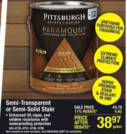 Menards Pittsburgh Paints & Stains Paramount Atlas Cedar Tint Base Semi-Transparent/Semi-Solid Deck & Siding Stain - 1 gal offer