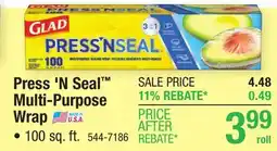 Menards Glad Press 'N Seal Wrap - 100 sq. ft offer