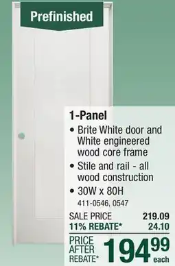 Menards Mastercraft 30W x 80H Brite White 1-Panel Interior Door System - Right Inswing offer