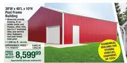 Menards 30' x 40' x 10' Post Frame Building Material List offer