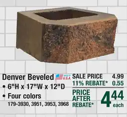 Menards 6 x 17 Quarry Gray Denver Beveled Retaining Wall Block offer