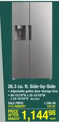 Menards Criterion 26.3 cu. ft. Stainless Steel Side-by-Side Refrigerator offer