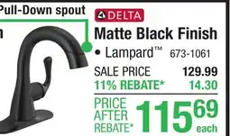 Menards Delta Lampard One-Handle 4 Centerset Pull-Down Matte Black Bathroom Faucet offer