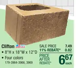 Menards 8 x 18 Tan Clifton Straight Retaining Wall Block offer