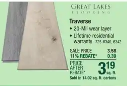 Menards Great Lakes Traverse Series Carbon Grey 7 x 48 x 6mm Floating Luxury Vinyl Plank Flooring (14.02 sq.ft/ctn) offer
