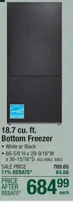 Menards Criterion 18.7 cu. ft. White Bottom Freezer Refrigerator offer