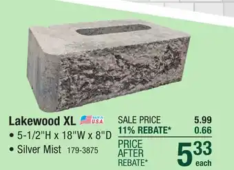 Menards 5-1/2 x 18 True Definition Silver Mist Lakewood XL Retaining Wall Block offer