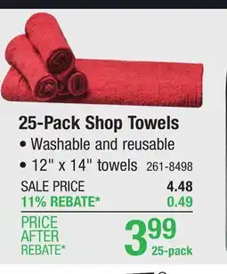 Menards Pro Clean Basics Red Shop Towels - 25 Pack offer