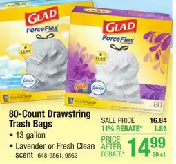 Menards Glad OdorShield Lavender 13 Gallon Tall Kitchen Drawstring Trash Bags - 80 Count offer