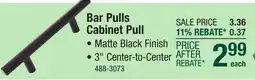 Menards Mastercraft Bar Pulls 3 (76mm) Center-to-Center Matte Black Contemporary Cabinet Pull offer