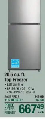 Menards Criterion 20.5 cu.ft. Stainless Steel Top-Freezer Refrigerator offer