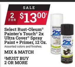 Ace Hardware Select Rust-Oleum Painter's Touch 2x Ultra Cover Spray Paint + Primer, 12 Oz offer