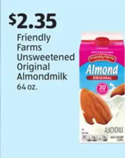 Aldi Friendly Farms Unsweetened Original Almondmilk offer