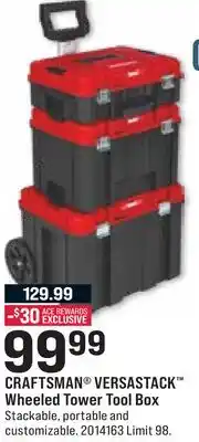 Ace Hardware CRAFTSMAN VERSASTACK Wheeled Tower Tool Box offer