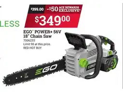 Ace Hardware EGO POWER + 56V 18 Chain Saw offer