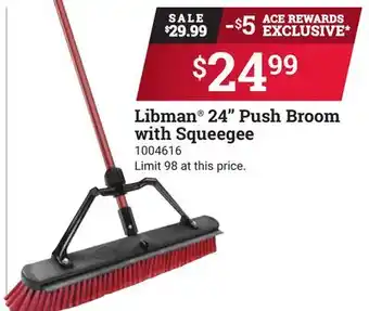Ace Hardware Libman 24 Push Broom with Squeegee offer