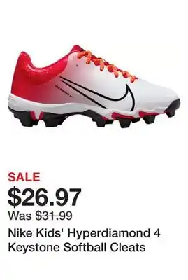 Dick's Sporting Goods Nike Kids' Hyperdiamond 4 Keystone Softball Cleats offer