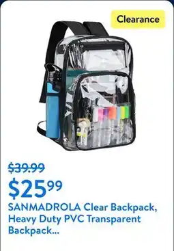Walmart SANMADROLA Clear Backpack, Heavy Duty PVC Transparent Backpack Stadium approved with Reinforced Strap School Bookbag for Scho offer