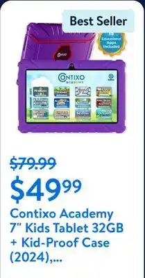 Walmart Contixo Academy 7 Kids Tablet 32GB + Kid-Proof Case (2024), Parental Control, Purple offer