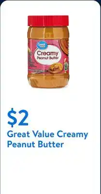 Walmart Great Value Creamy Peanut Butter offer