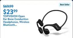 Walmart TOPVISION Open Ear Bone Conduction Headphones, Wireless Bluetooth Headset with Built-in Microphones, 8Hr Playtime, Waterproof offer
