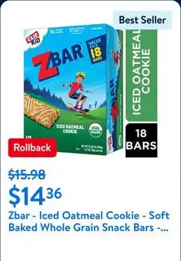 Walmart Zbar - Iced Oatmeal Cookie - Soft Baked Whole Grain Snack Bars - USDA Organic - Non-GMO - Plant-Based offer