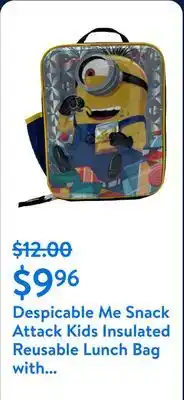 Walmart Despicable Me Snack Attack Kids Insulated Reusable Lunch Bag with Mesh Water Bottle Pocket and Handle offer