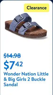 Walmart Wonder Nation Little & Big Girls 2 Buckle Sandal offer