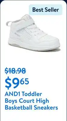Walmart AND1 Toddler Boys Court High Basketball Sneakers offer