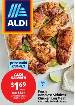 Aldi Fresh Boneless Skinless Chicken Leg Meat offer